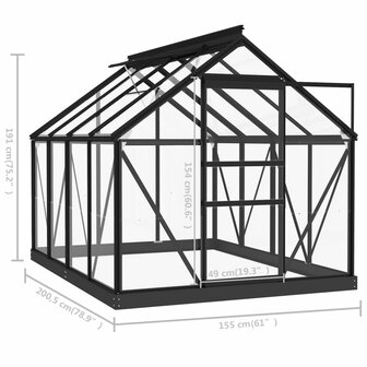  Vervangend frame tuinkas 155x103x191 cm aluminium antraciet 9