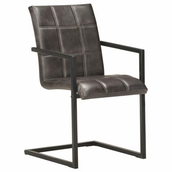 Eetkamerstoelen 2 st echt leer grijs 2