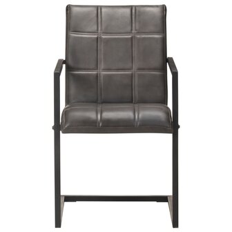 Eetkamerstoelen 2 st echt leer grijs 3