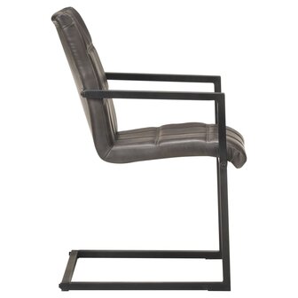 Eetkamerstoelen 2 st echt leer grijs 4