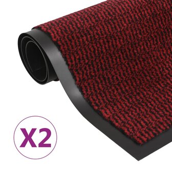 Droogloopmatten 2 st rechthoekig getuft 60x90 cm rood 1