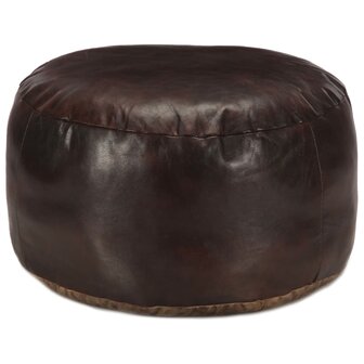 Poef 60x30 cm echt geitenleer donkerbruin 1