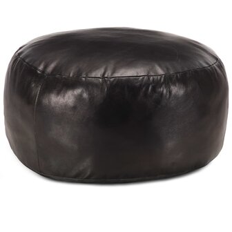 Poef 60x30 cm echt geitenleer zwart 1