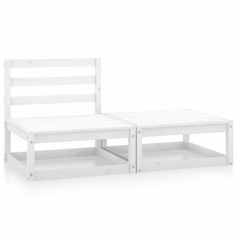 2-delige Loungeset massief grenenhout wit 1