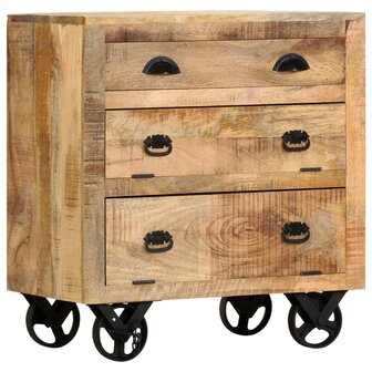 Bijzetkast op wieltjes 70x40x75 cm massief mangohout  1