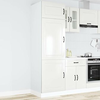 Keukenkast Kalmar bewerkt hout hoogglans wit 1