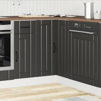 Keuken hoekonderkast Lucca bewerkt hout zwart 3