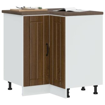 Keuken hoekonderkast Lucca bewerkt hout bruin eikenkleur 1