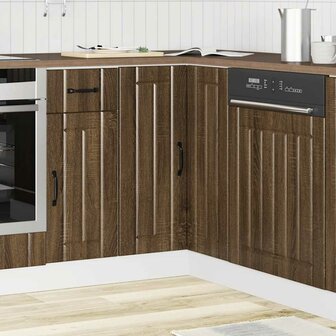 Keuken hoekonderkast Lucca bewerkt hout bruin eikenkleur 3