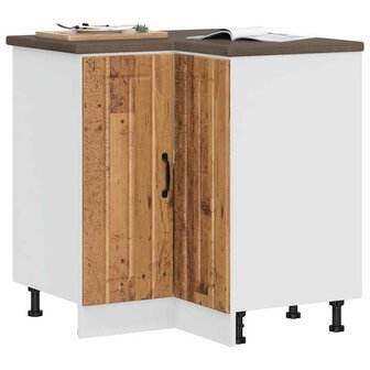 Keuken hoekonderkast Lucca bewerkt hout oud houtkleurig 1