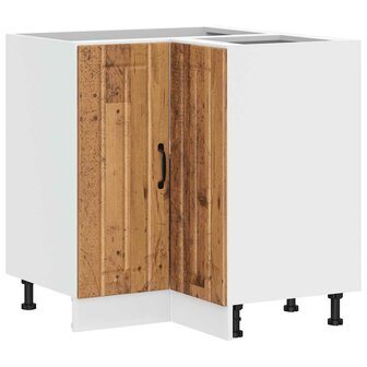 Keuken hoekonderkast Lucca bewerkt hout oud houtkleurig 2