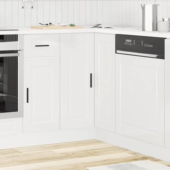 Keuken hoekonderkast &quot;Porto&quot; bewerkt hout hoogglans wit 3