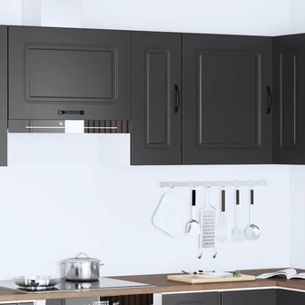 Keukenwandkast Kalmar bewerkt hout zwart 3