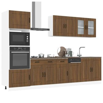 7-delige Keukenkastenset Kalmar bewerkt hout bruin eikenkleur 1