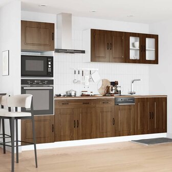 7-delige Keukenkastenset Kalmar bewerkt hout bruin eikenkleur 3