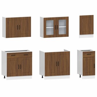7-delige Keukenkastenset Kalmar bewerkt hout bruin eikenkleur 4