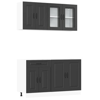 4-delige Keukenkastenset Kalmar bewerkt hout zwart 2