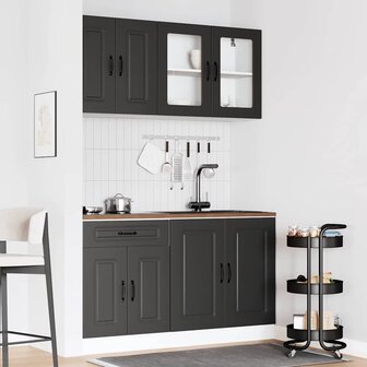 4-delige Keukenkastenset Kalmar bewerkt hout zwart 3