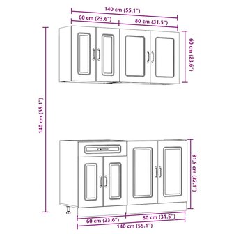 4-delige Keukenkastenset Kalmar bewerkt hout zwart 9