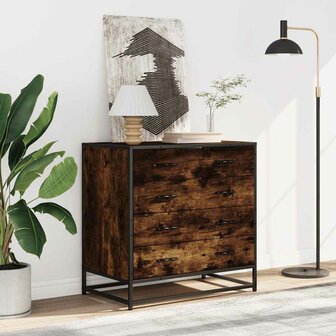 Ladekast 70x41x70 cm bewerkt hout gerookt eikenkleurig 3