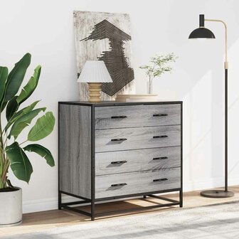 Ladekast 70x41x70 cm bewerkt hout grijs sonoma eikenkleurig 3