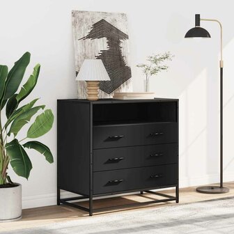 Ladekast 70x41x70 cm bewerkt hout zwart 3
