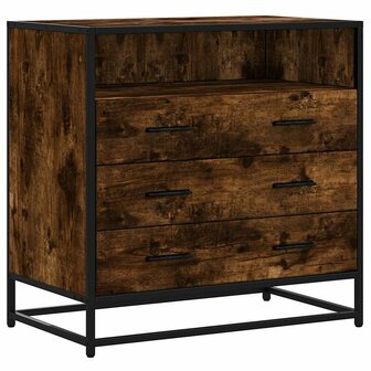 Ladekast 70x41x70 cm bewerkt hout gerookt eikenkleurig 2