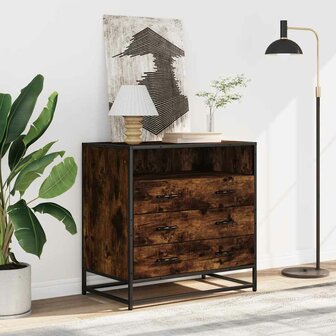 Ladekast 70x41x70 cm bewerkt hout gerookt eikenkleurig 3