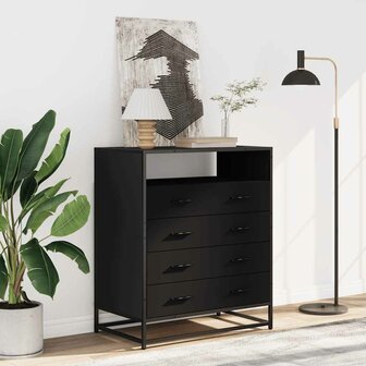 Ladekast 70x41x83,5 cm bewerkt hout zwart 3