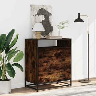 Ladekast 70x41x83,5 cm bewerkt hout gerookt eikenkleurig 3