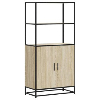 Hoge kast 68x35x139 cm bewerkt hout en metaal zwart 2