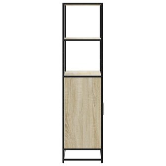 Hoge kast 68x35x139 cm bewerkt hout en metaal zwart 5
