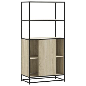 Hoge kast 68x35x139 cm bewerkt hout en metaal zwart 6