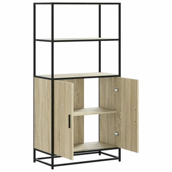 Hoge kast 68x35x139 cm bewerkt hout en metaal zwart 7