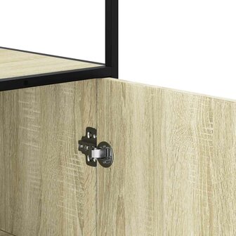 Hoge kast 68x35x139 cm bewerkt hout en metaal zwart 8