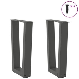 Eettafelpoten 2 st V-vormig 28x(42-43,3) cm staal antraciet 3