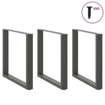 Salontafelpoten 3 st U-vormig 80x(72-73) cm staal antraciet 3