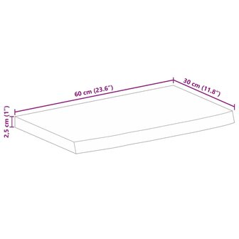 Tafelblad met natuurlijke rand 60x30x2,5 cm massief mangohout 9