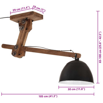 Plafondlamp 25 W E27 105x30x65-108 cm zwart 8