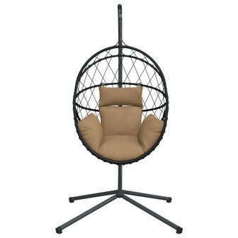 Hangstoel met standaard rattan en staal taupe 4