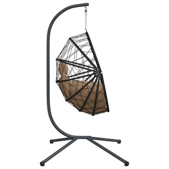 Hangstoel met standaard rattan en staal taupe 5