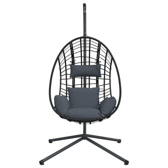 Hangstoel met standaard rattan en staal antracietkleurig 4