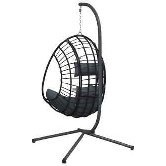 Hangstoel met standaard rattan en staal antracietkleurig 6