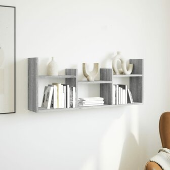 Wandkast 100x18x40 cm bewerkt hout grijs sonoma eikenkleurig 3