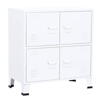 Opbergkast industrieel 75x40x80 cm staal wit 2