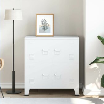 Opbergkast industrieel 75x40x80 cm staal wit 3
