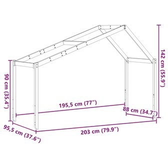 Kinderbedhuisje 203x95,5x142 cm massief grenenhout wit 9