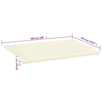 Vervangingsdoek voor luifel 5x3,5 m cr&egrave;mekleurig 6