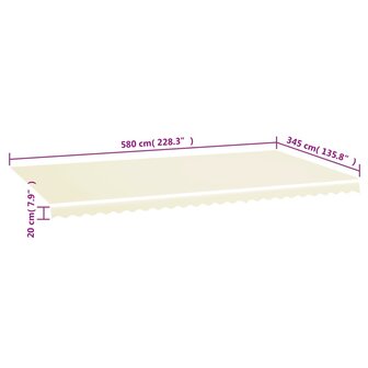 Vervangingsdoek voor luifel 6x3,5 m cr&egrave;mekleurig 6