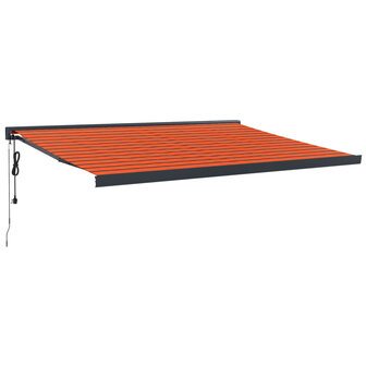 Luifel uittrekbaar 4,5x3 m stof en aluminium oranje en bruin 2